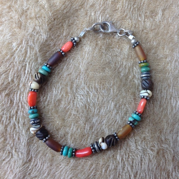 VINTAGE MULTI COLORED 925 BEADED BRACELET - Picture 3 of 4